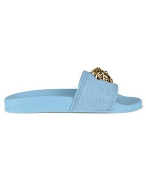 Versace Medusa slides aus himmelblauem gummi