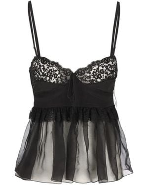 Chloé Nachtkleding ,Zwart ,Katoen Lingerie Top Met Smalle Bandjes