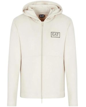 Emporio Armani Hooded Zip Sweatshirt - Wit