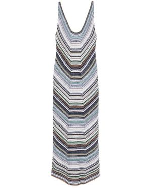 Missoni Kleedjes ,Veelkleurig ,Leer Midi Gebreide Jurk - Grijs