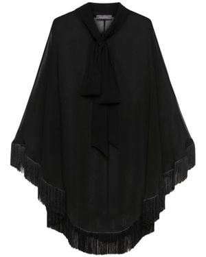 Elena Miro Elegantes Kaftan Mit Fransen - Schwarz