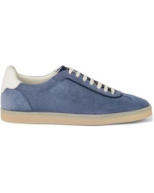 Brunello Cucinelli Washed Suede Sneakers - Blau