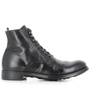 Officine Creative Schwarze Leder-Stiefeletten Mit Reißverschluss - Grau