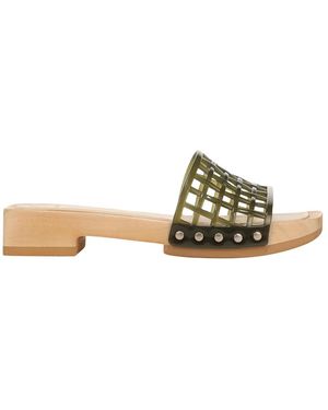 Vince Sandalen Van Hout Mesh Bovenkant Kleine Verhoging Aan De Achterkant Zijnoppen Groen Gemaakt