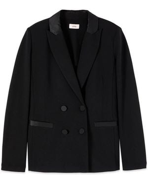 Oltre Zweireihiger Blazer Mit Bezogenen Knöpfen - Schwarz