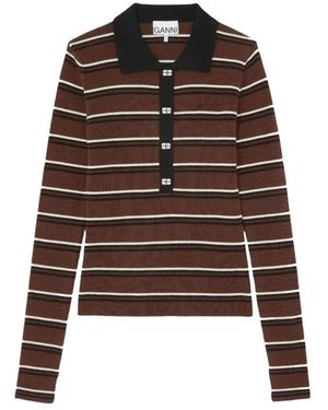 Ganni Polo Shirts - Marron