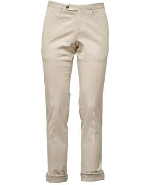 PT Torino Broeken ,Katoen Slim Gabardine Broek - Naturel