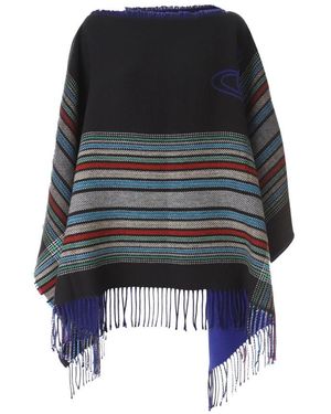 Vivienne Westwood Jassen ,Veelkleurig ,Wol Poncho Multi Madras - Zwart