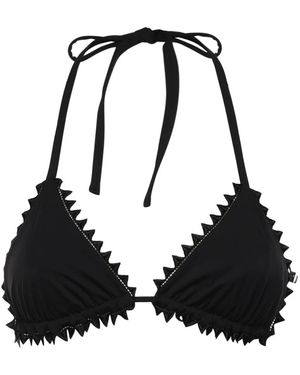 Jacquemus Badmode ,Zwart ,Satijn Picot Bikini Top