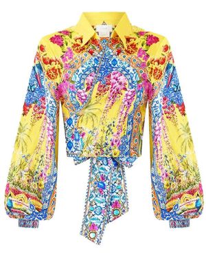 CAMILLA Cropped Wrap Shirt - Blauw