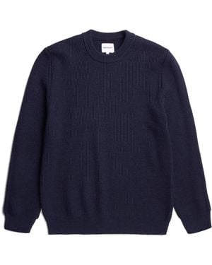Norse Projects Gerippter Rundhalspullover - Blau