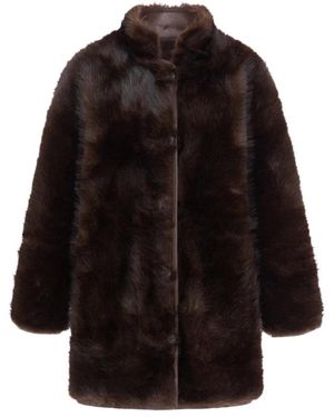 Urbancode Jassen ,Bruin ,Nepbont Nepbont & Shearling Jas - Zwart