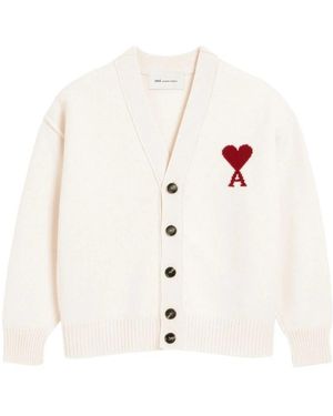 Ami Paris Cardigan Ami De Coeur - Wit