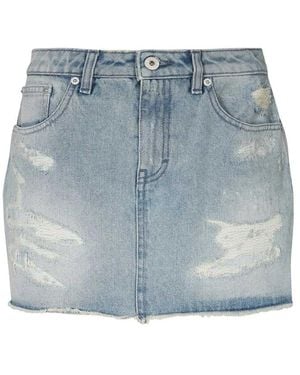 Heron Preston Zerstörter denim minirock - Blau
