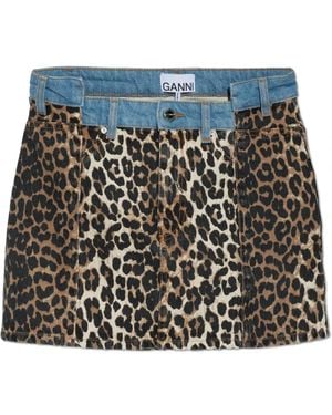 Ganni Denimrok Met Bloemenmotief - Blauw