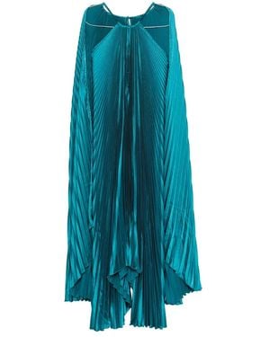 L'idée Plissierte Cape-Kleid Asymmetrischer Saum - Blau