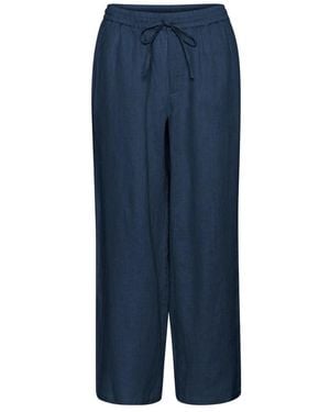 Cream Wide Trousers - Blue