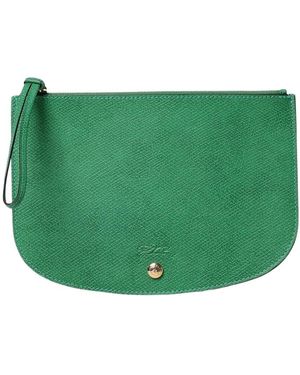 Longchamp Grüne Leder-Zip-Clutch Eleganz Funktionalität
