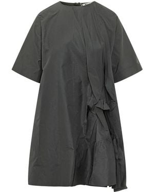 MSGM Asymmetrisches Kleid Mit Kurzen Ärmeln Und Drapierung - Grau
