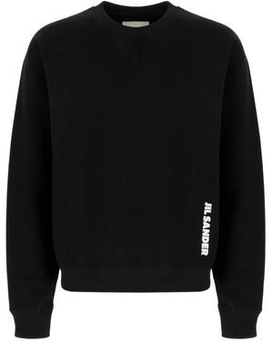 Jil Sander Hoodies & Sweatvesten ,Zwart ,Katoen Logo-Print Sweatshirt