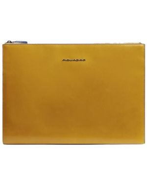 Piquadro Leren Ipad Pro 12.9 Clutch - Geel