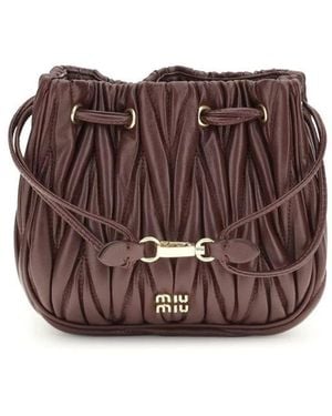 Miu Miu Matelassé Leren Pouch - Bruin