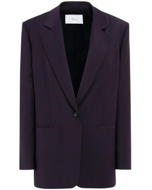 Tela Jassen ,Paars ,Wol Geklede Blazer Met Enkele Knoopsluiting - Blauw