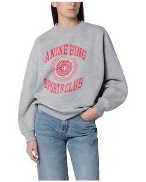 Anine Bing Hoodies & Sweatvesten ,Grijs ,Katoen Miles Sweatshirt Collegiate