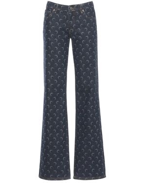 Marine Serre Bootcut Jeans - Blue