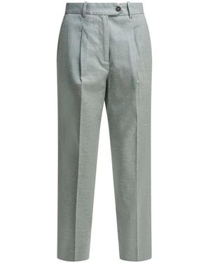 Circolo 1901 Broeken ,Blauw ,Leer Broek Met Plooi - Grijs