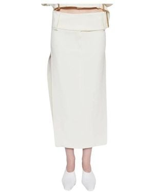 Sportmax Rokken ,Maxi-Rok Met Hoge Taille En Riem - Wit