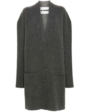 Jil Sander Lange Vest Met Knoopsluiting - Grijs