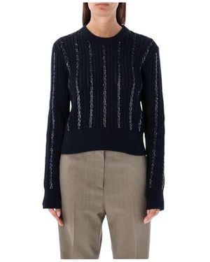 Golden Goose Blaue Pailletten Zopfmuster Pullover