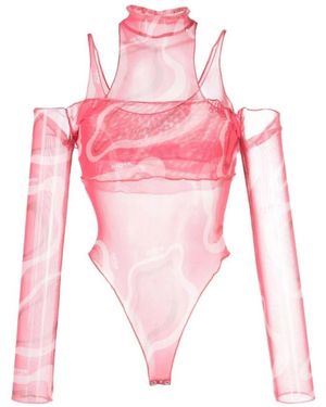 Julfer Wellenmuster halterneck bodysuit - Pink