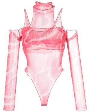 Julfer Wellenmuster halterneck bodysuit - Pink