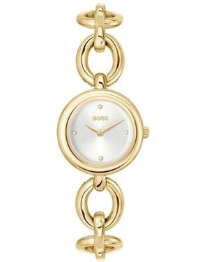 HUGO Elegante Goldene Damenuhr Live Design - Mettallic