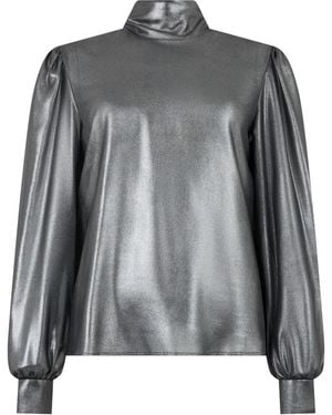Alberta Ferretti Overhemden ,Grijs ,Polyester Glanzende Blouse