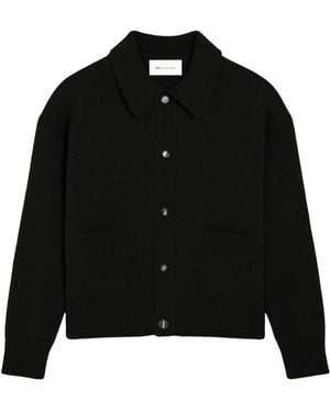 Ami Paris Truien & Vesten ,Zwart ,Wol Shirt Collar Cardigan