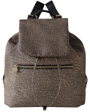 Borbonese Tassen ,Zwart ,Leer Eco Line Medium Rugzak - Bruin