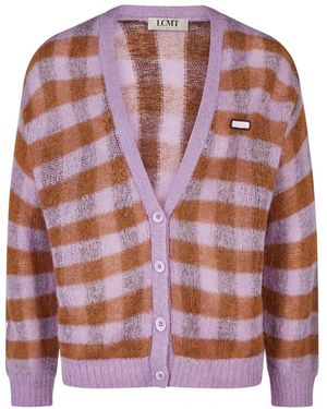 Le Comte Truien & Vesten ,Paars ,Wol Gebreide Cardigan Met Strepen - Roze