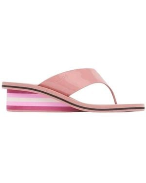Chloé Schoenen ,Roze ,Leer Wedge Slippers Met Strepen