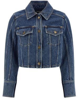 Balmain Jassen ,Blauw ,Denim Cropped Jas Van Vaal Denim