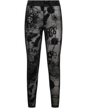 Philipp Plein Broeken ,Zwart ,Tulle Leggings Flock Butterfly Tattoo