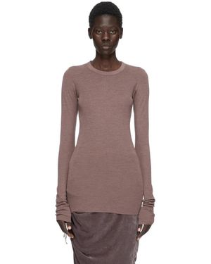 Rick Owens Tops ,Paars ,Wol Rib Ls T - Bruin