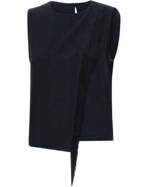 Kaos Tops ,Zwart ,Crepe Top - Blauw