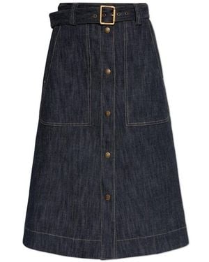 Moncler Denim Knie-Lengte Rok - Blauw