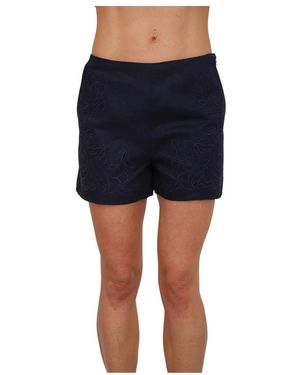 Twinset Shorts Met Bloemenborduursel - Blauw