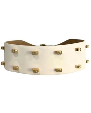 Borbonese Accessoires ,Wit ,Leer Echt Lederen Riem Met Gepolijste Gesp