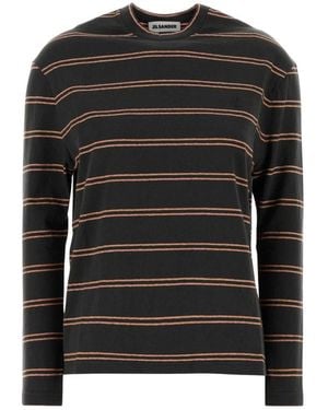 Jil Sander Geborduurd Katoenen T-Shirt - Zwart