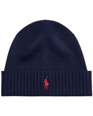 Polo Ralph Lauren Accessoires ,Blauw ,Wol Signature Pony Wool Beanie